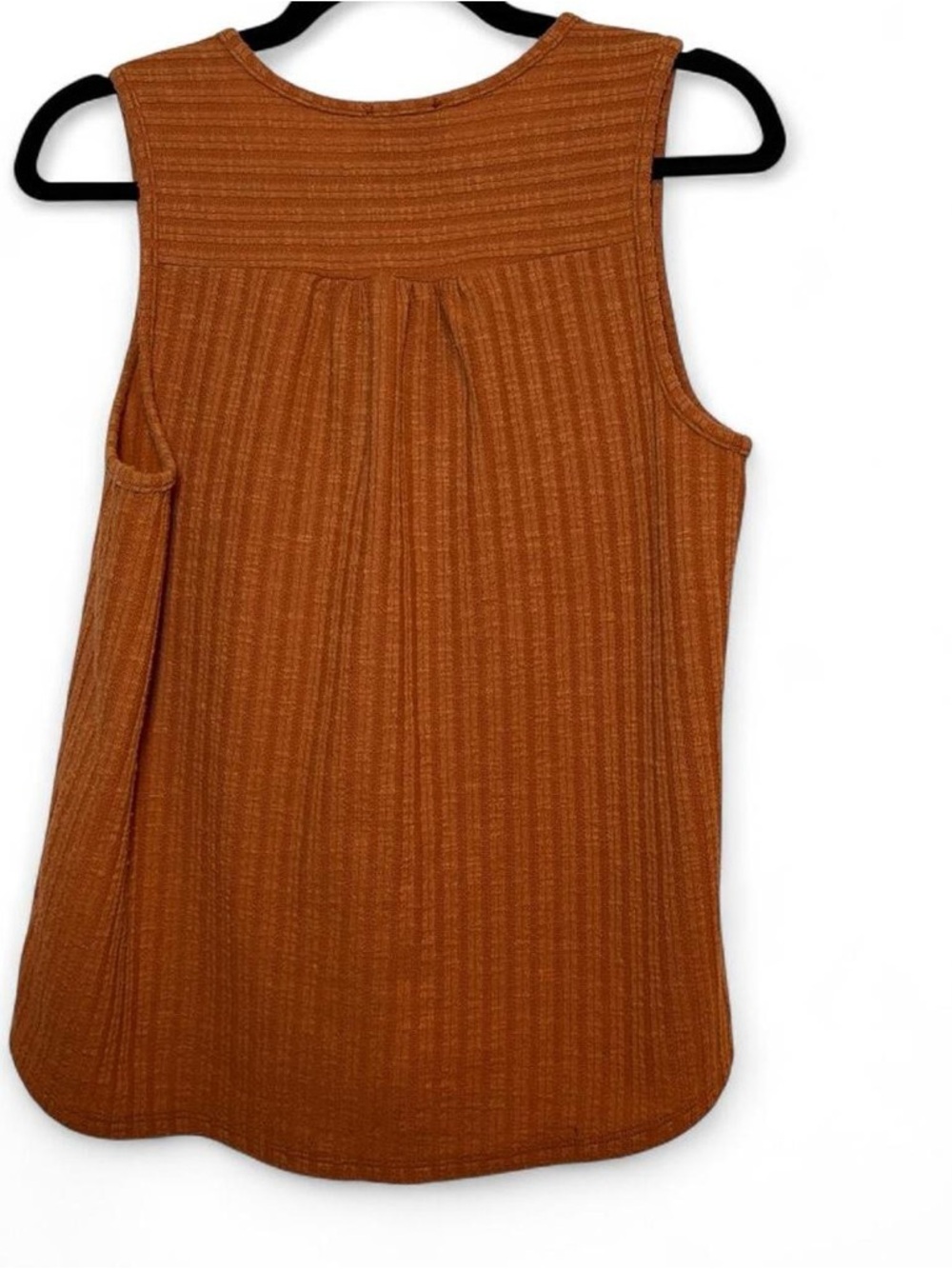 W5 Rust Orange Ribbed Button-Front Tank Top - Picture 6 of 7